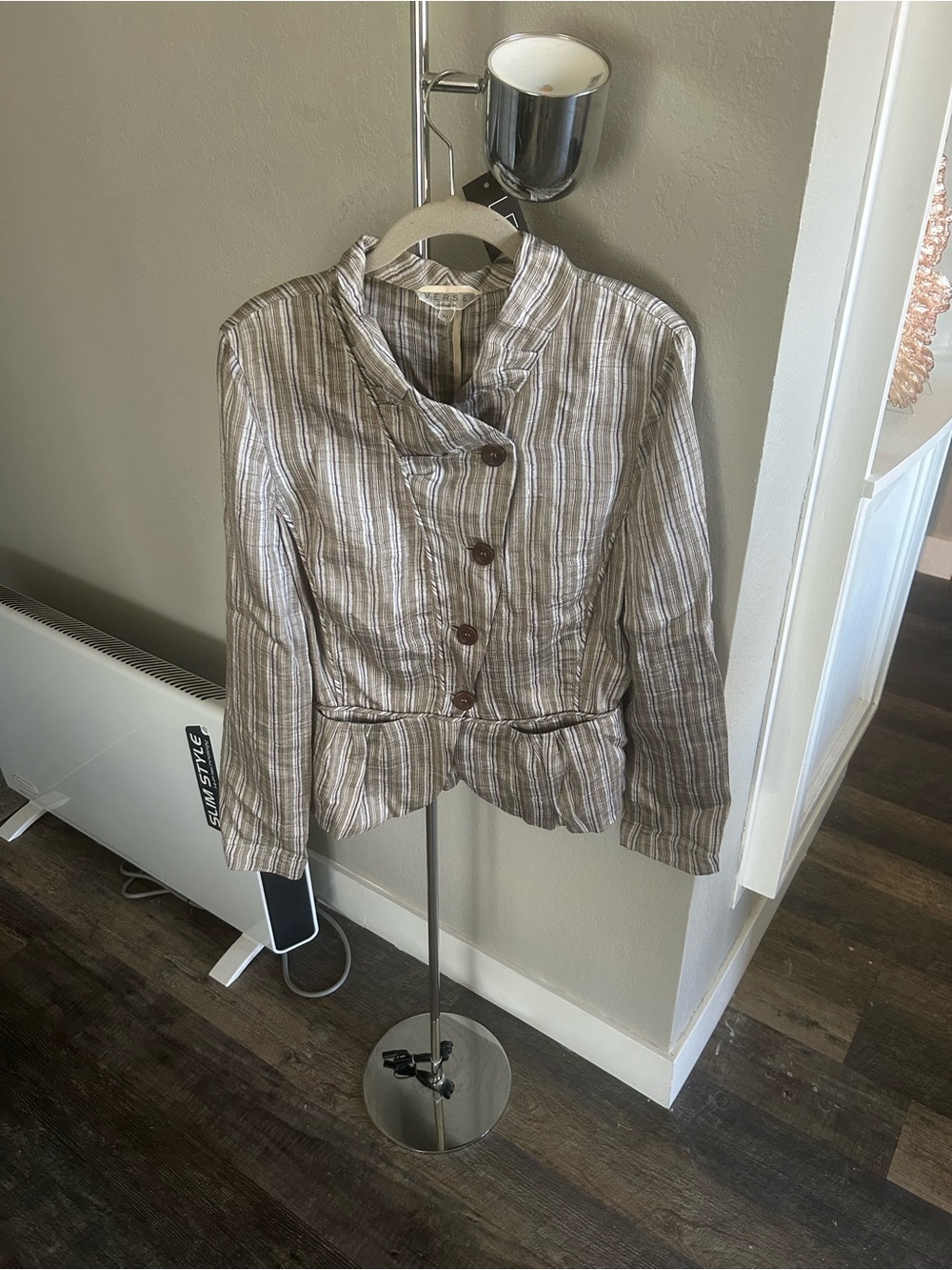 Versace Collection Beige and Purple Striped Jacket